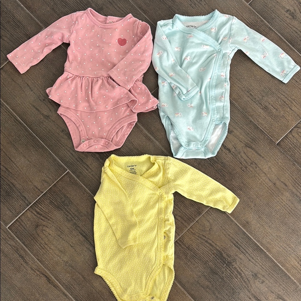 Carter's Kids One Pieces Set - Pink, Blue, Yellow Size 6M